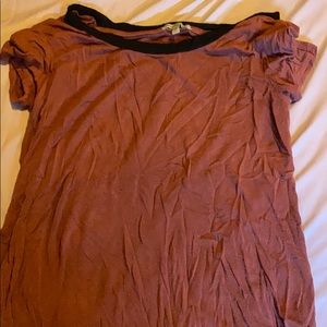 Maroon black collared sheer t shirt